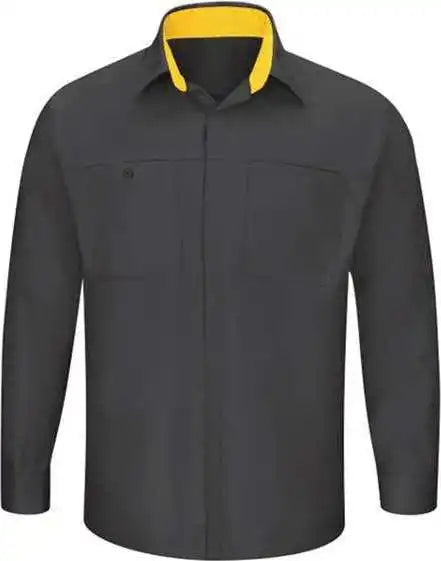 Red Kap Sy32l Performance Plus Long Sleeve Shirt with Oilblok Technology - Sizes - Charcoal Yellow