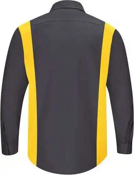 Red Kap Sy32l Performance Plus Long Sleeve Shirt with Oilblok Technology - Sizes - Charcoal Yellow