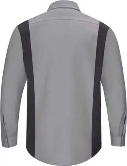Red Kap Sy32l Performance Plus Long Sleeve Shirt with Oilblok Technology Sizes Light Gray Charcoal