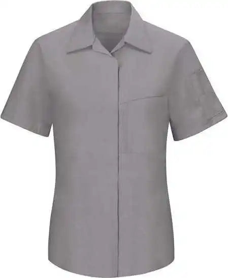 Red Kap Sy41 Women’s Performance Plus Short Sleeve Shop Shirt with Oilblok Technology Light Gray Charcoal