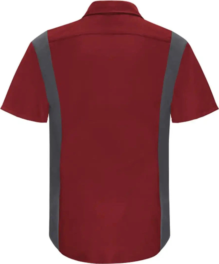 Red Kap Sy42 Performance Plus Short Sleeve Shirt with Oilblok Technology - Fireball Charcoal - Red/ / s