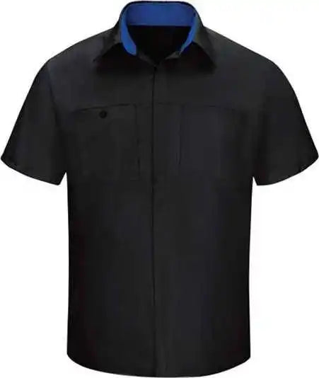 Red Kap Sy42 Performance Plus Short Sleeve Shirt with Oilblok Technology - Black Royal Blue