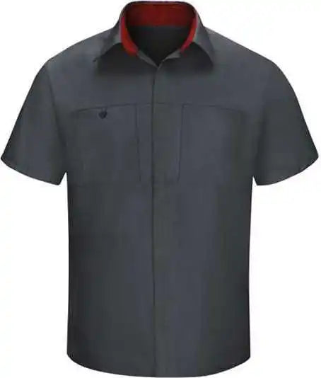 Red Kap Sy42 Performance Plus Short Sleeve Shirt with Oilblok Technology Charcoal Fireball