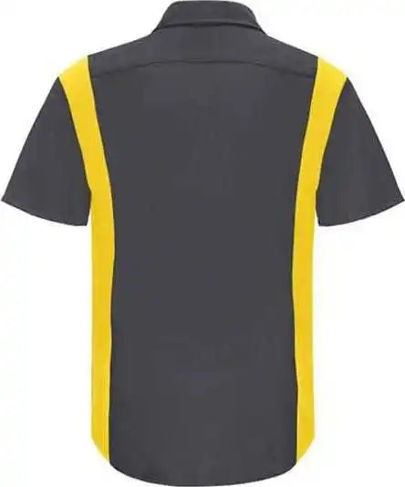 Red Kap Sy42l Performance Plus Short Sleeve Shop Shirt with Oilblok Technology - Long Sizes - Charcoal Yellow