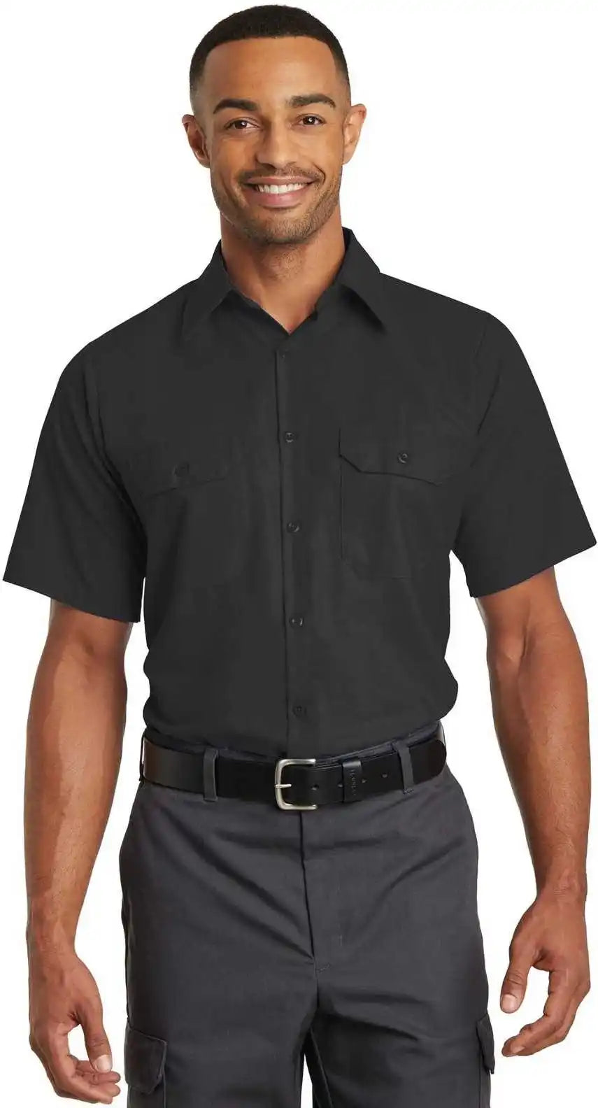 Red Kap Sy60 Short Sleeve Solid Ripstop Shirt Black