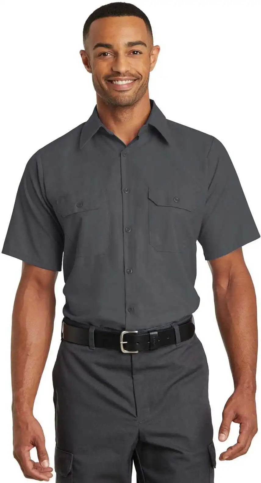Red Kap Sy60 Short Sleeve Solid Ripstop Shirt Charcoal