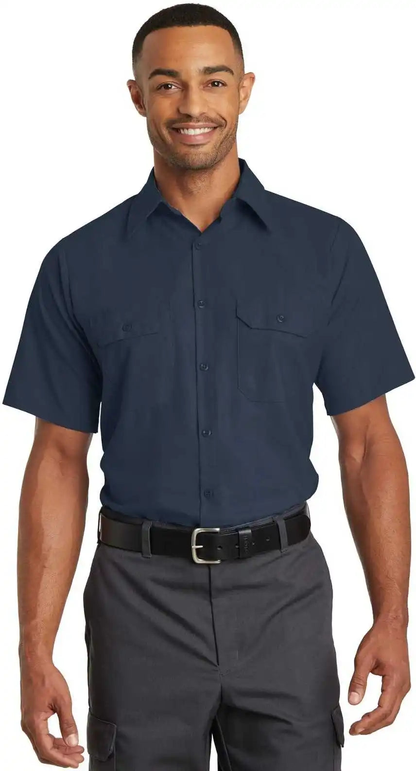 Red Kap Sy60 Short Sleeve Solid Ripstop Shirt Navy