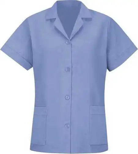 Red Kap Tp23 Women’s Loose Fit Short Sleeve Button Smock - Light Blue