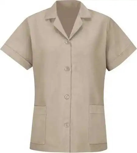 Red Kap Tp23 Women’s Loose Fit Short Sleeve Button Smock - Tan