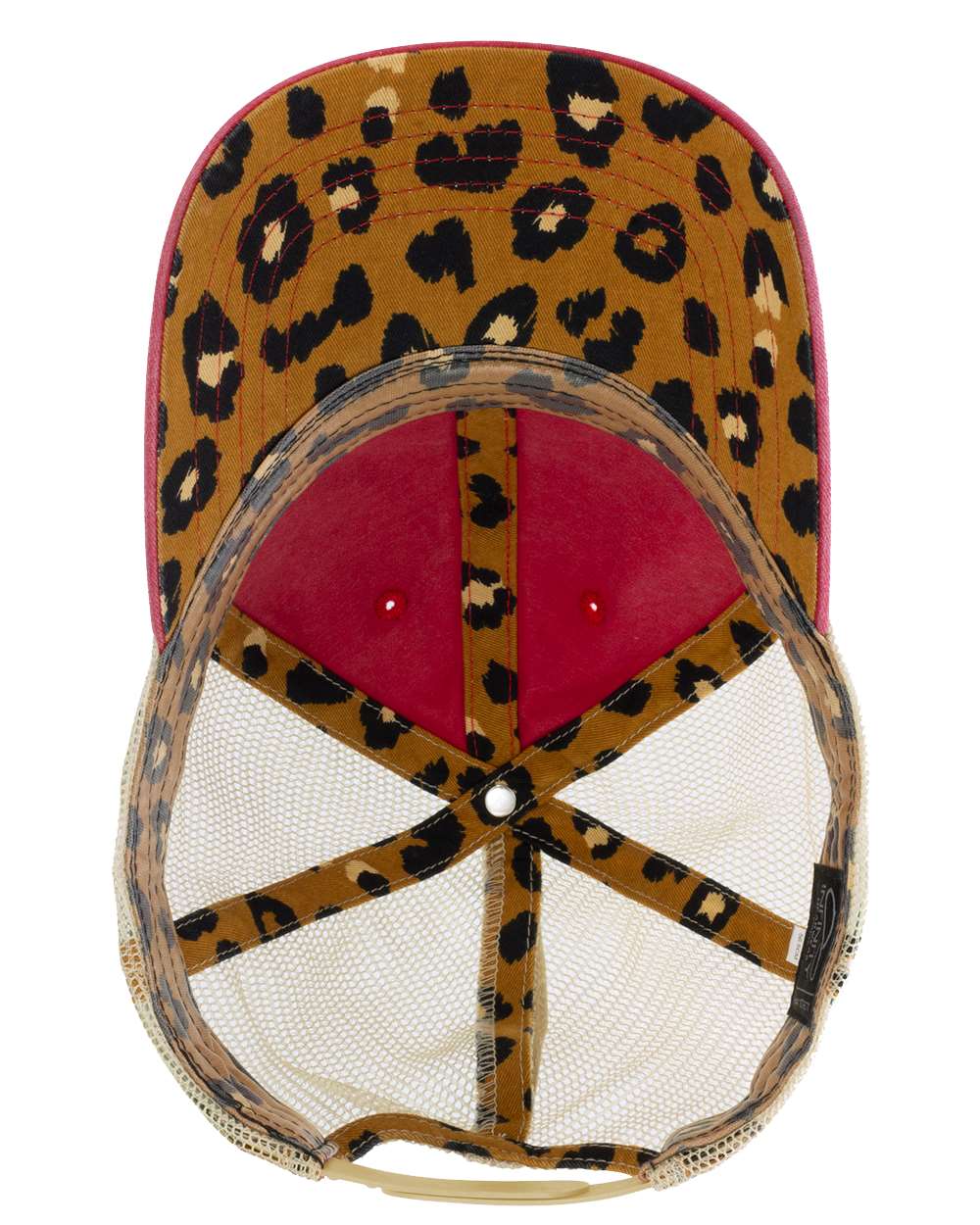 Red/ Leopard Women's Washed Mesh-Back Cap - TESS
