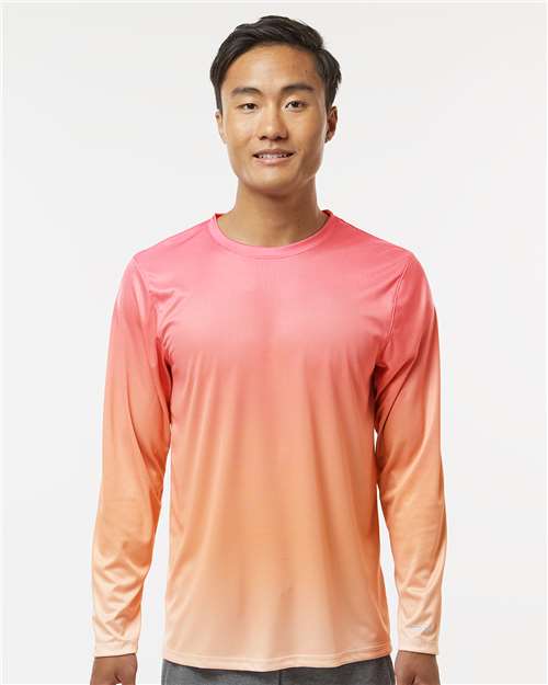 Red/ Light Orange Barbados Performance Pin Dot Long Sleeve T-Shirt - 225