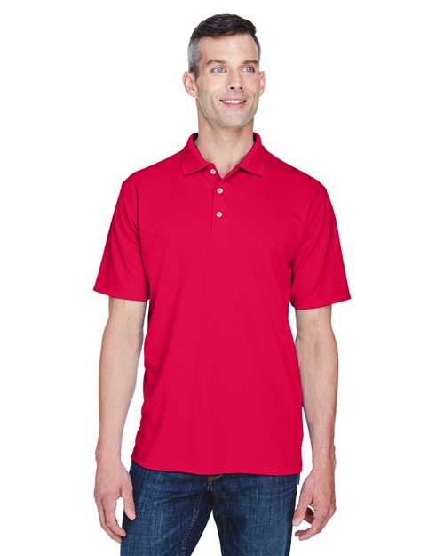 Front View of Red Men's Cool & Dry Stain-Release Performance Polo - 8445