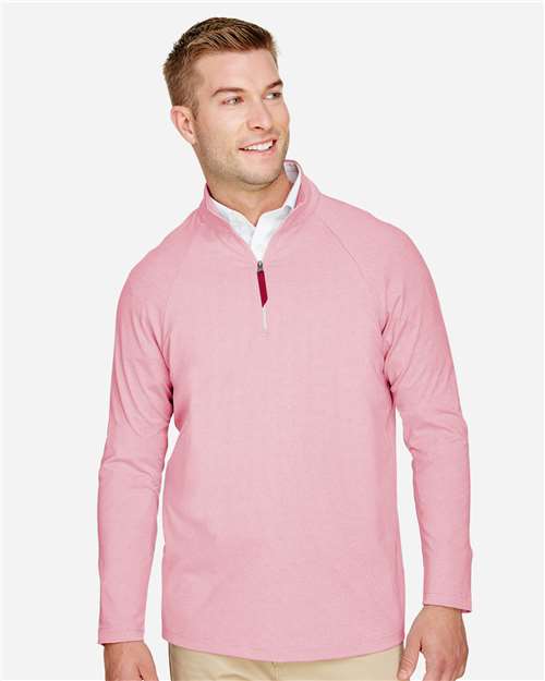 Red Men&#39;s CrownLux Performance® Clubhouse Micro-Stripe Quarter-Zip Pullover - DG480