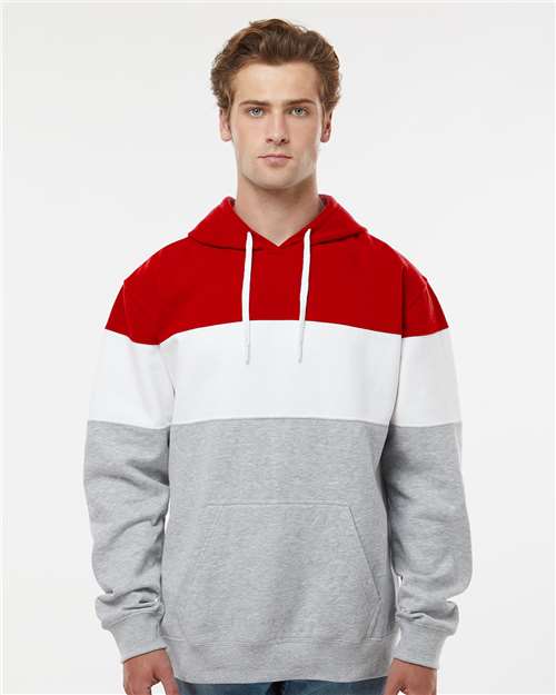 Red/ Oxford Varsity Fleece Colorblocked Hooded Sweatshirt - 8644