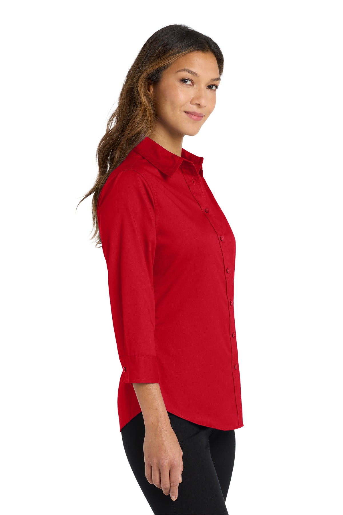 Red Port Authority Women's 3/4-Sleeve Easy Care Shirt. L612