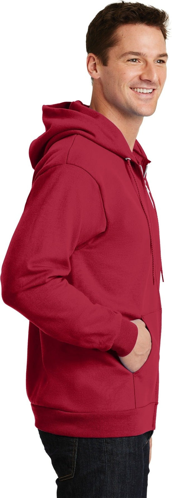 Red Port & Co Essential Fleece Full-Zip Hooded Sweatshirt. PC90ZH