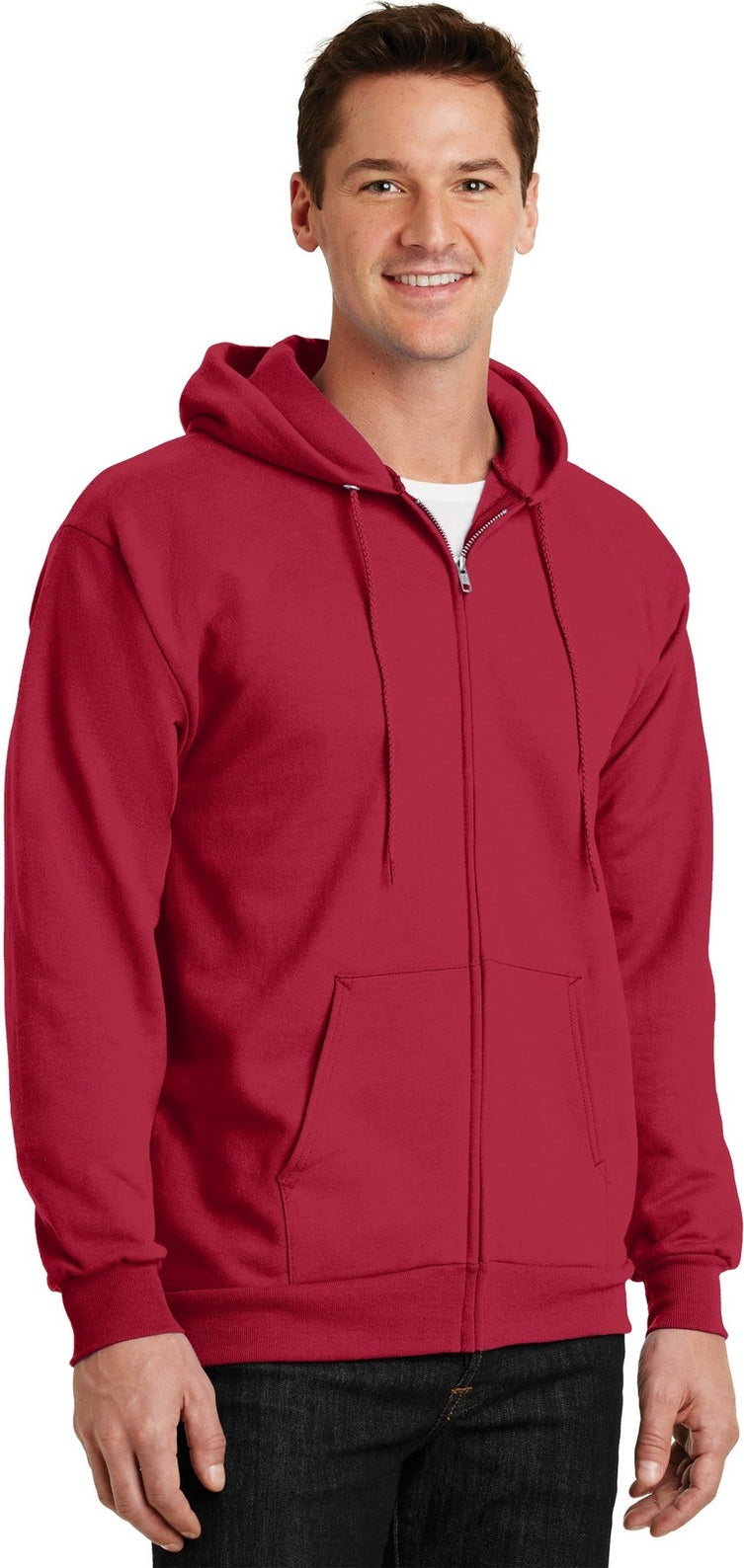 Red Port & Co Essential Fleece Full-Zip Hooded Sweatshirt. PC90ZH