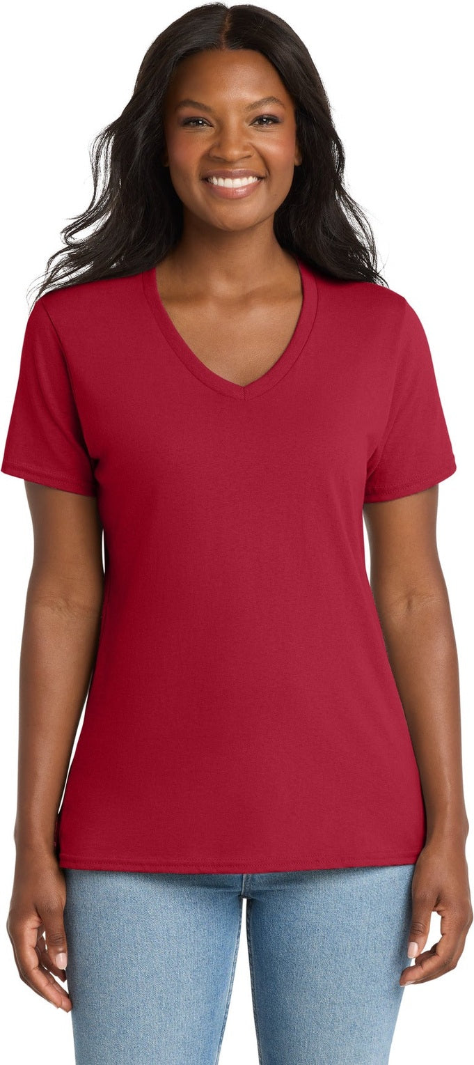 Red Port & Co Women's Core Cotton V-Neck Tee. LPC54V