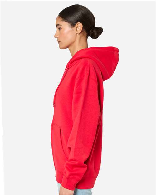 Rear View of Red Premium Full-Zip Hooded Sweatshirt - LS14003