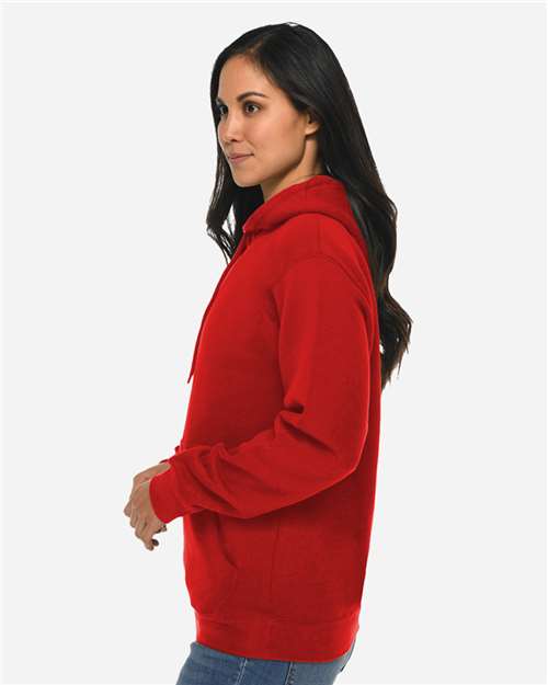 Rear View of Red Premium Pullover Hooded Sweatshirt - LS14001