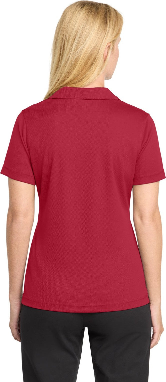 Red Sport-Tek Women's Dri-Mesh V-Neck Polo. L469