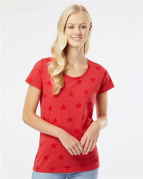 Red Star Women&#39;s Star Print Scoop Neck Tee - 3629
