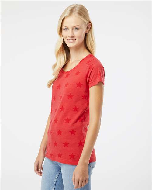 Red Star Women&#39;s Star Print Scoop Neck Tee - 3629