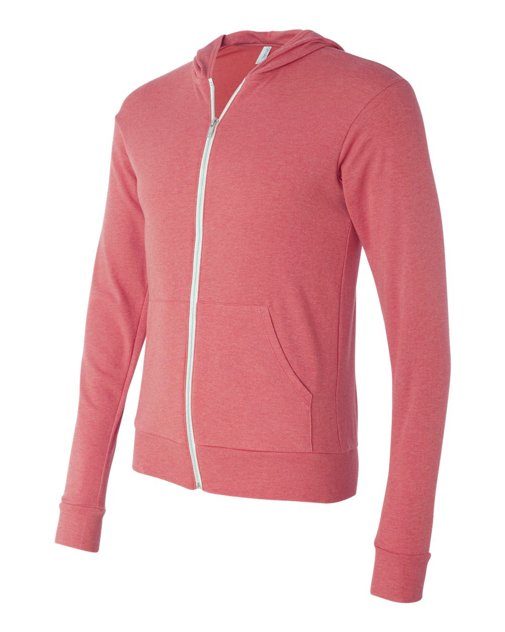 Red Triblend Triblend Lightweight Full-Zip Hooded Long Sleeve Tee - 3939