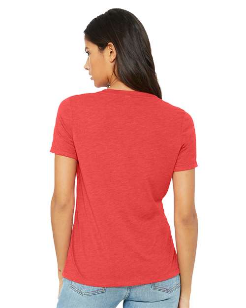 Red Triblend Women's Relaxed Triblend Short Sleeve V-Neck Tee - 6415