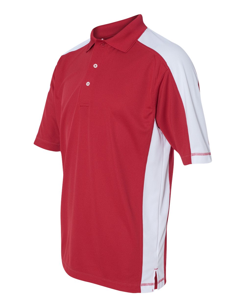 Red/ White Colorblocked Moisture Free Mesh Polo - 0465