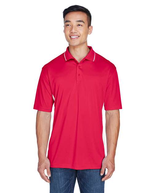 Front View of Red/ White Men's Cool & Dry Sport Two-Tone Polo - 8406