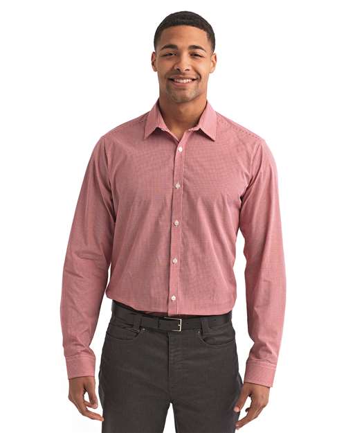 Red/ White Men&#39;s Microcheck Gingham Cotton Shirt - RP220