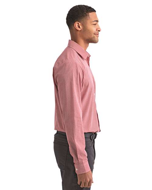 Red/ White Men&#39;s Microcheck Gingham Cotton Shirt - RP220