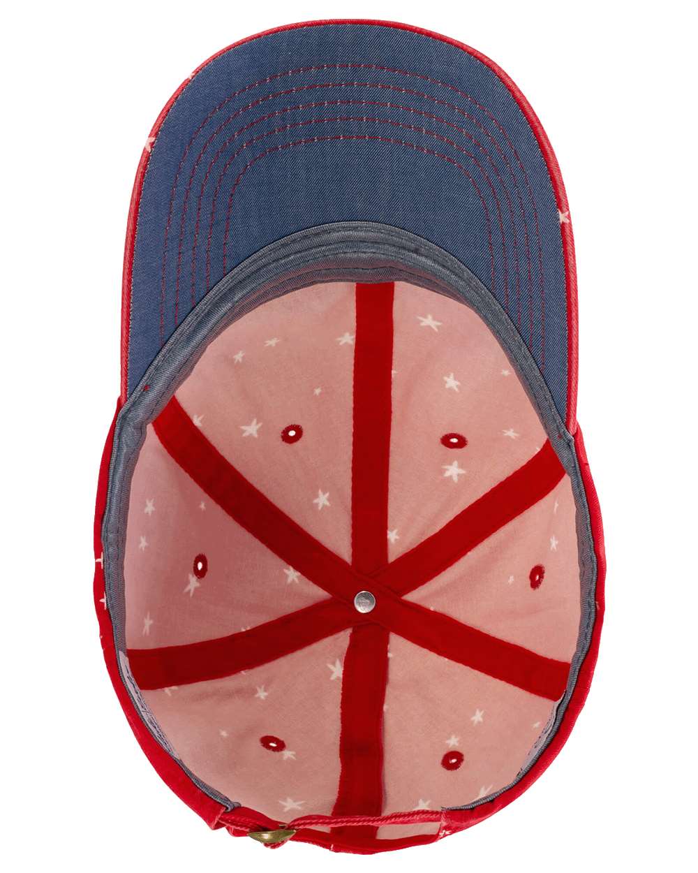 Red/ White Stars Women's Garment-Washed Fashion Print Cap - HATTIE