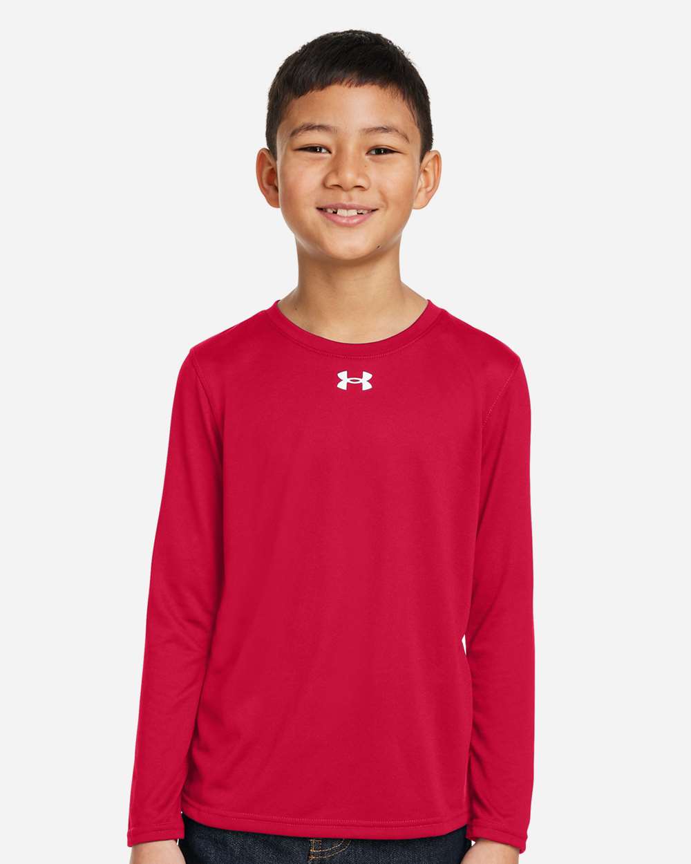 Red/ White Youth Tech™ Team Long Sleeve T-Shirt - 1377488 plain