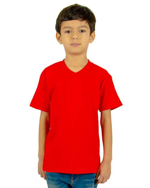 Red Youth V-Neck T-Shirt - SHVEEY