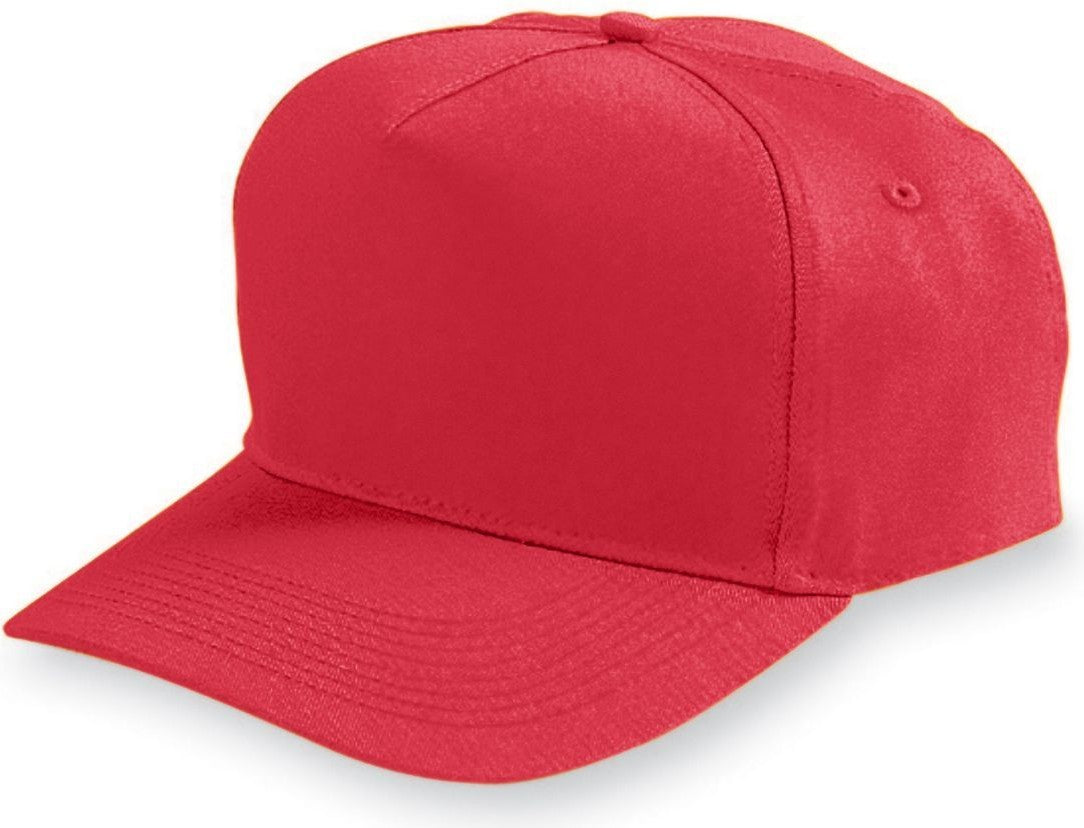 RED YTH FIVE-PANEL COT/TWILL CAP