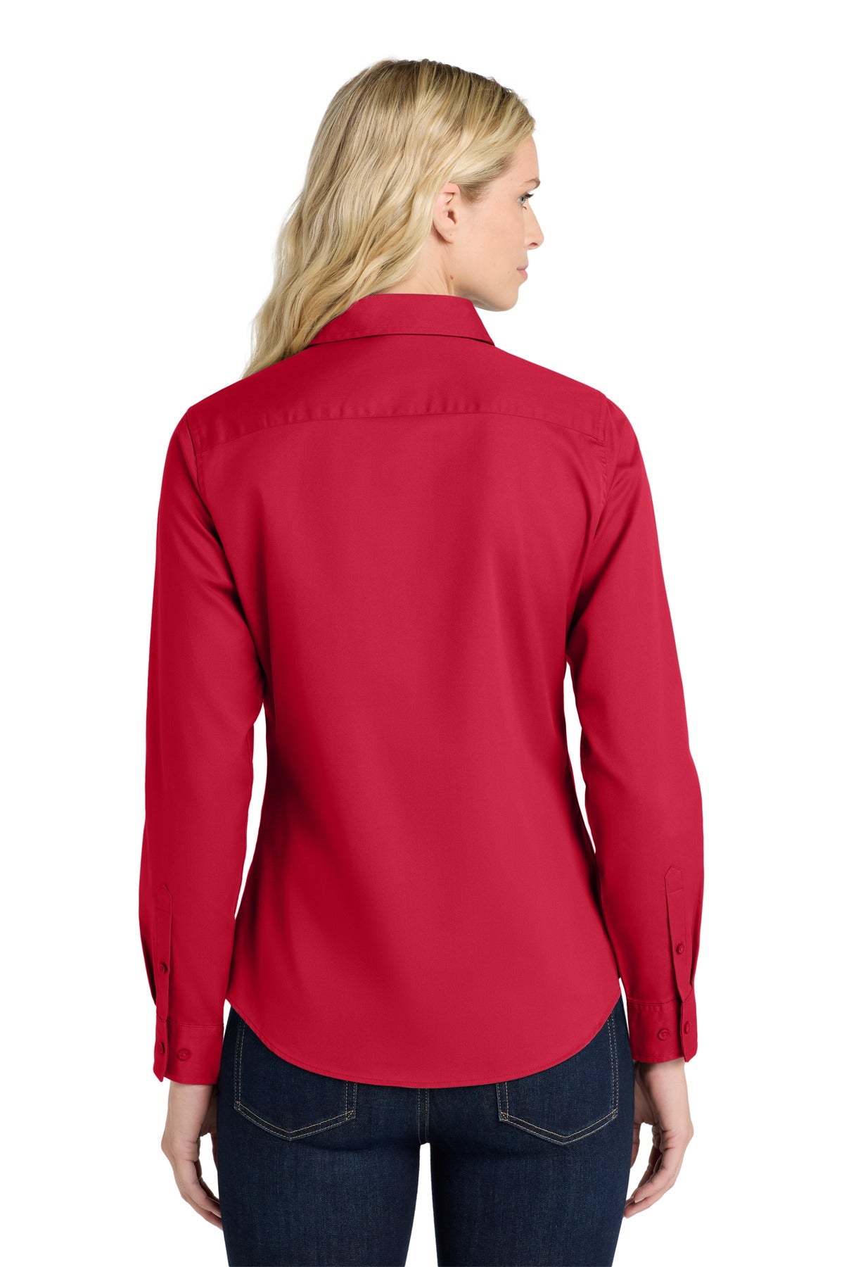 Red/Lt Stone Port Authority Women's Long Sleeve Easy Care Shirt. L608