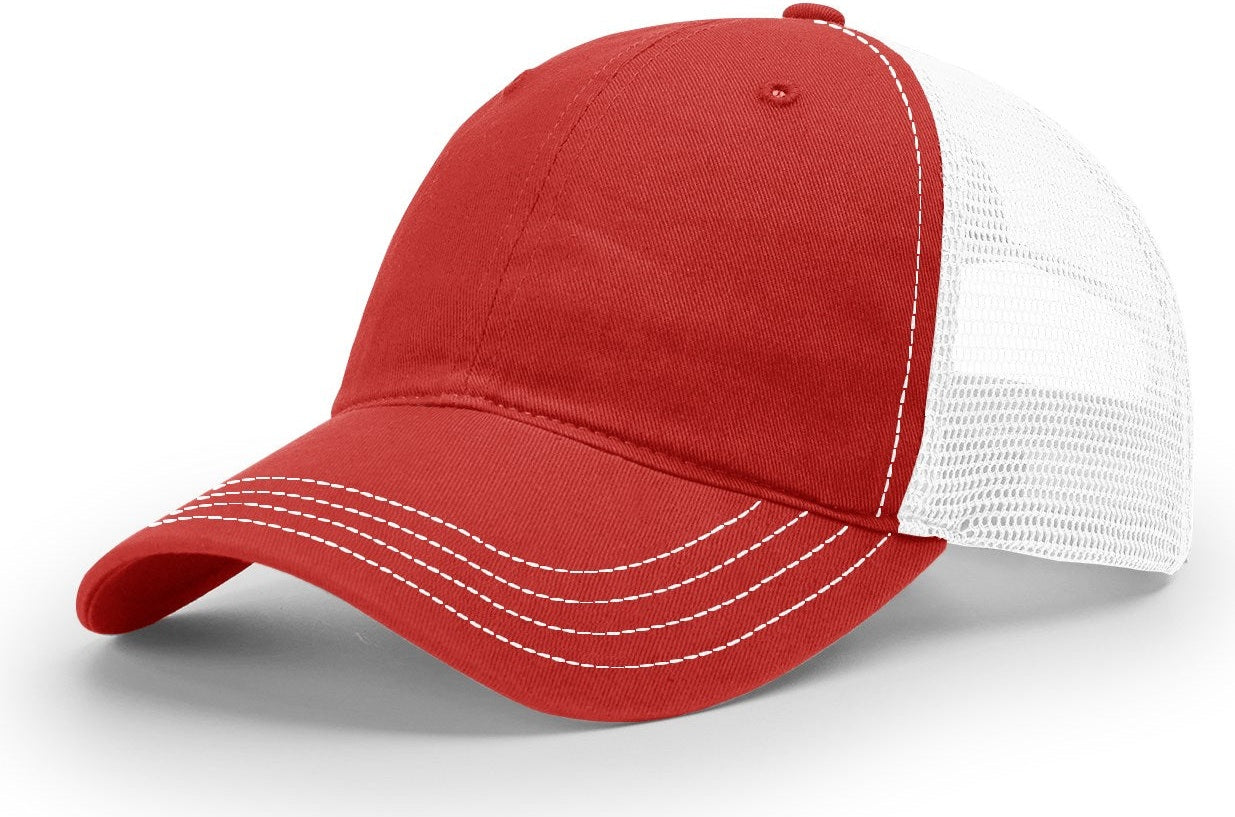 Red/White Garment Washed Trucker