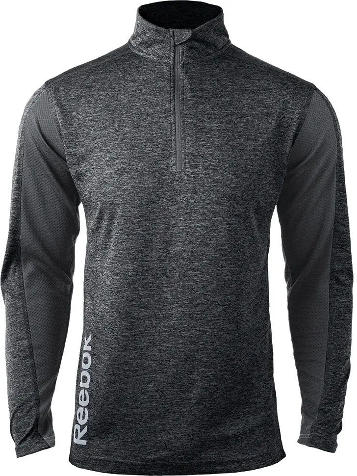 Reebok 7260 Crossover Long Sleeve Quater-zip - Heather Black - Adult Xs