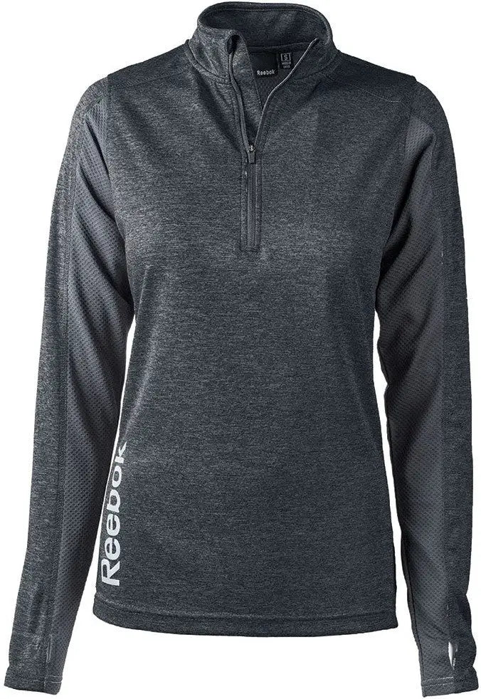 Reebok 7261 Ladies Crossover Long Sleeve Quater-zip - Heather Black - s