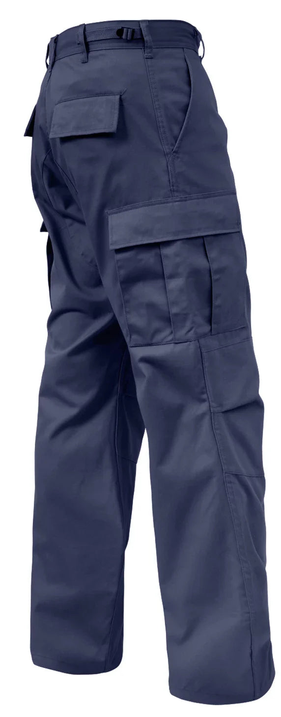 Relaxed Fit Zipper Fly Bdu Pants - Navy Blue / s