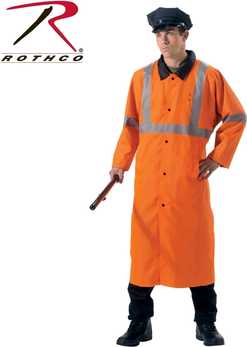 Reversible Reflective Rain Parka - Black / Orange / s