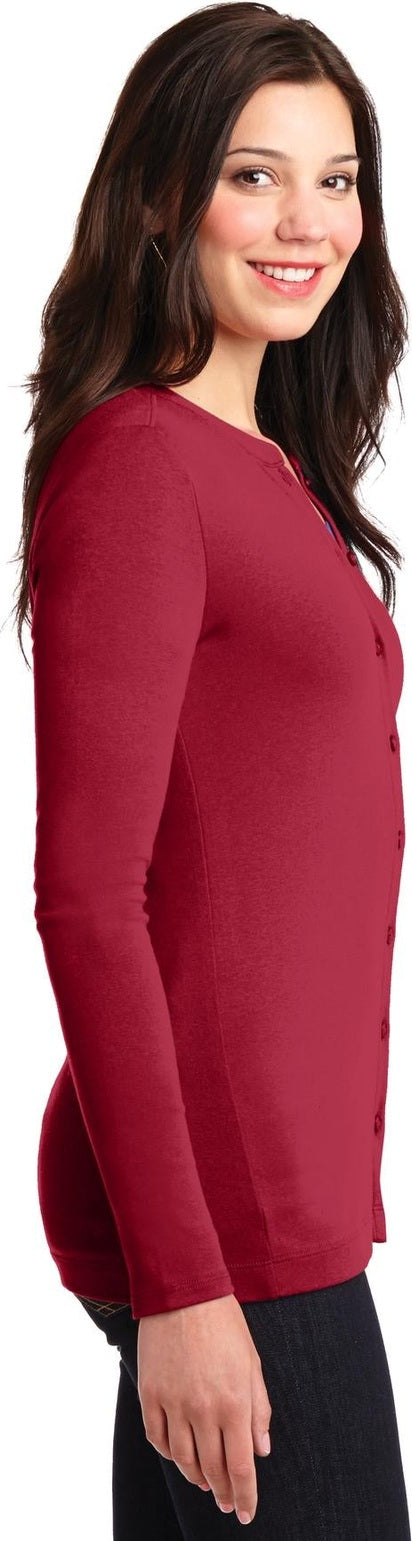 Rich Red Port Authority Women's Concept Stretch Button-Front Cardigan. LM1008