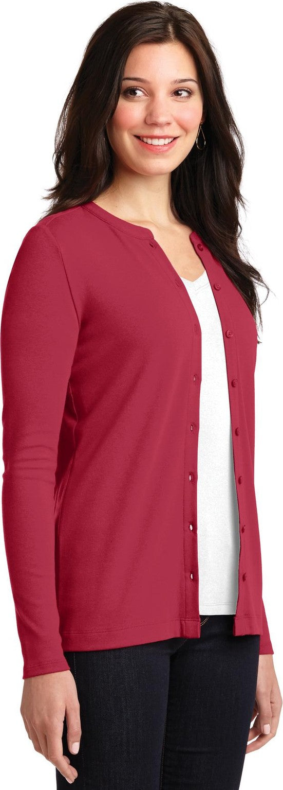 Rich Red Port Authority Women's Concept Stretch Button-Front Cardigan. LM1008