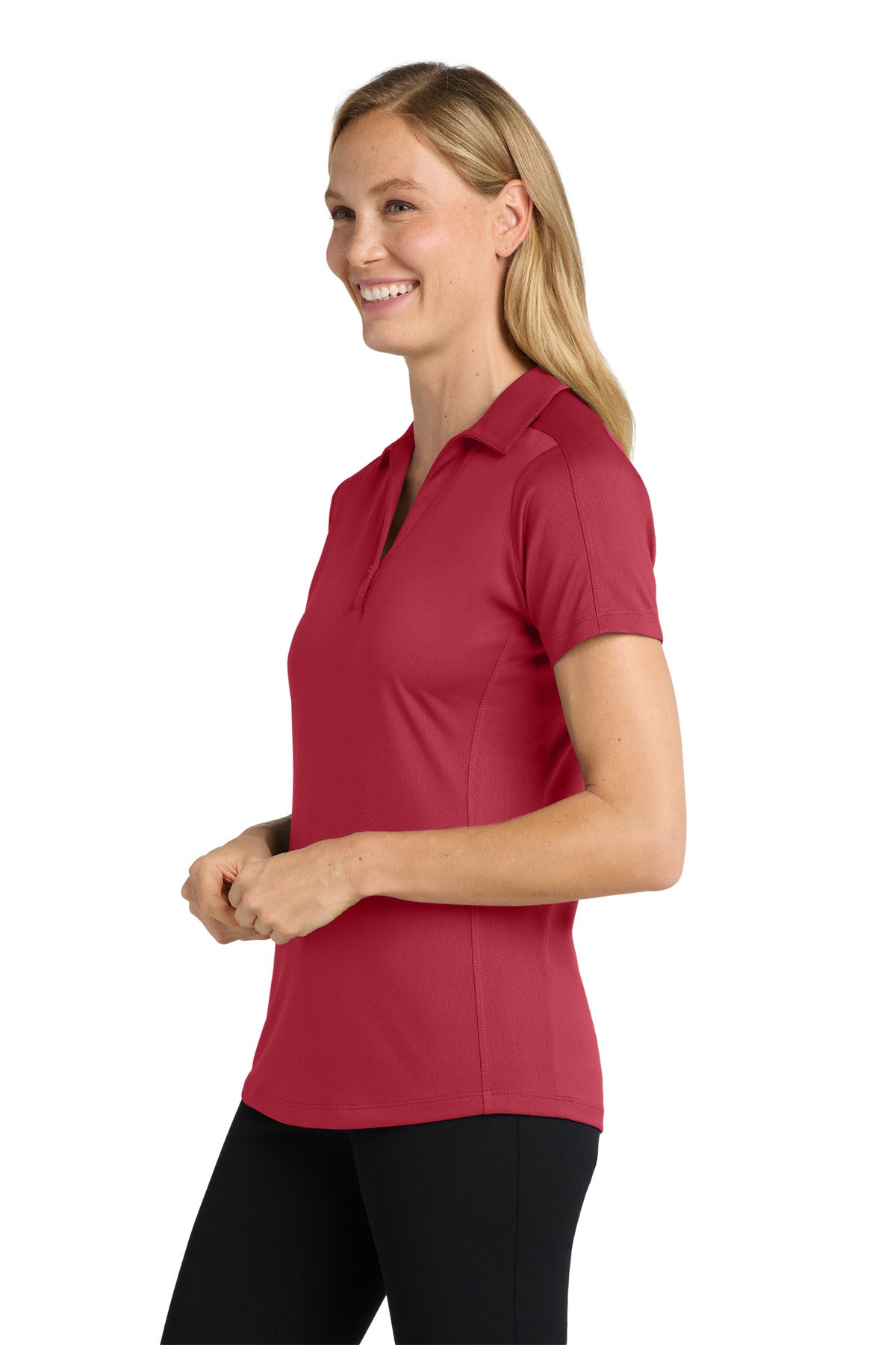 Rich Red Port Authority Women's Diamond Jacquard Polo. L569