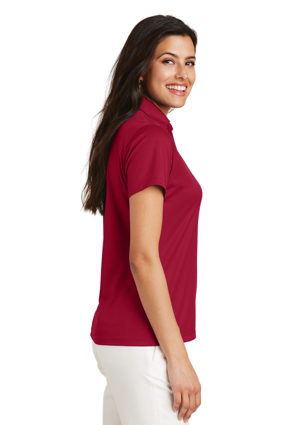 Rich Red Port Authority Women's Performance Fine Jacquard Polo. L528