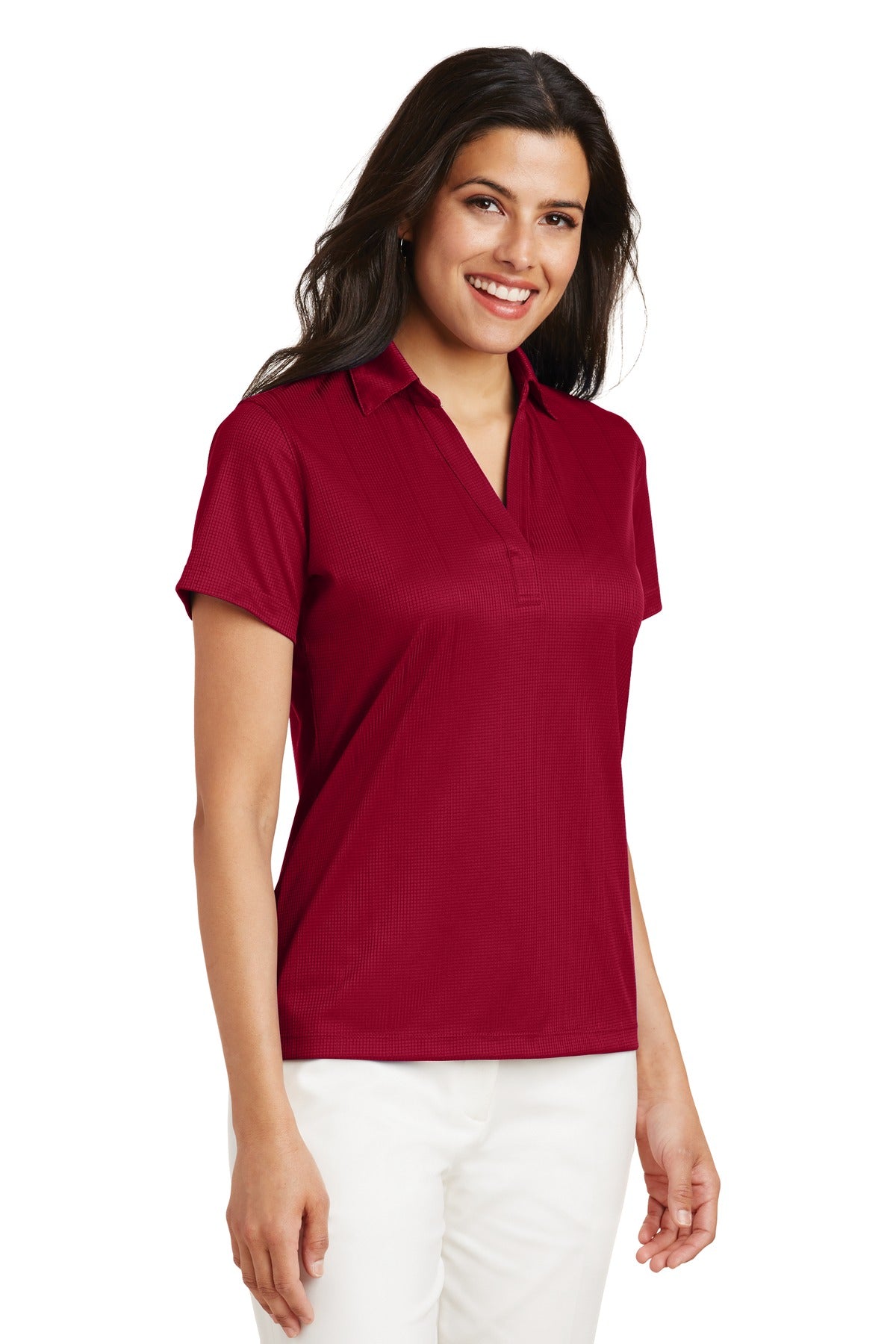 Rich Red Port Authority Women's Performance Fine Jacquard Polo. L528