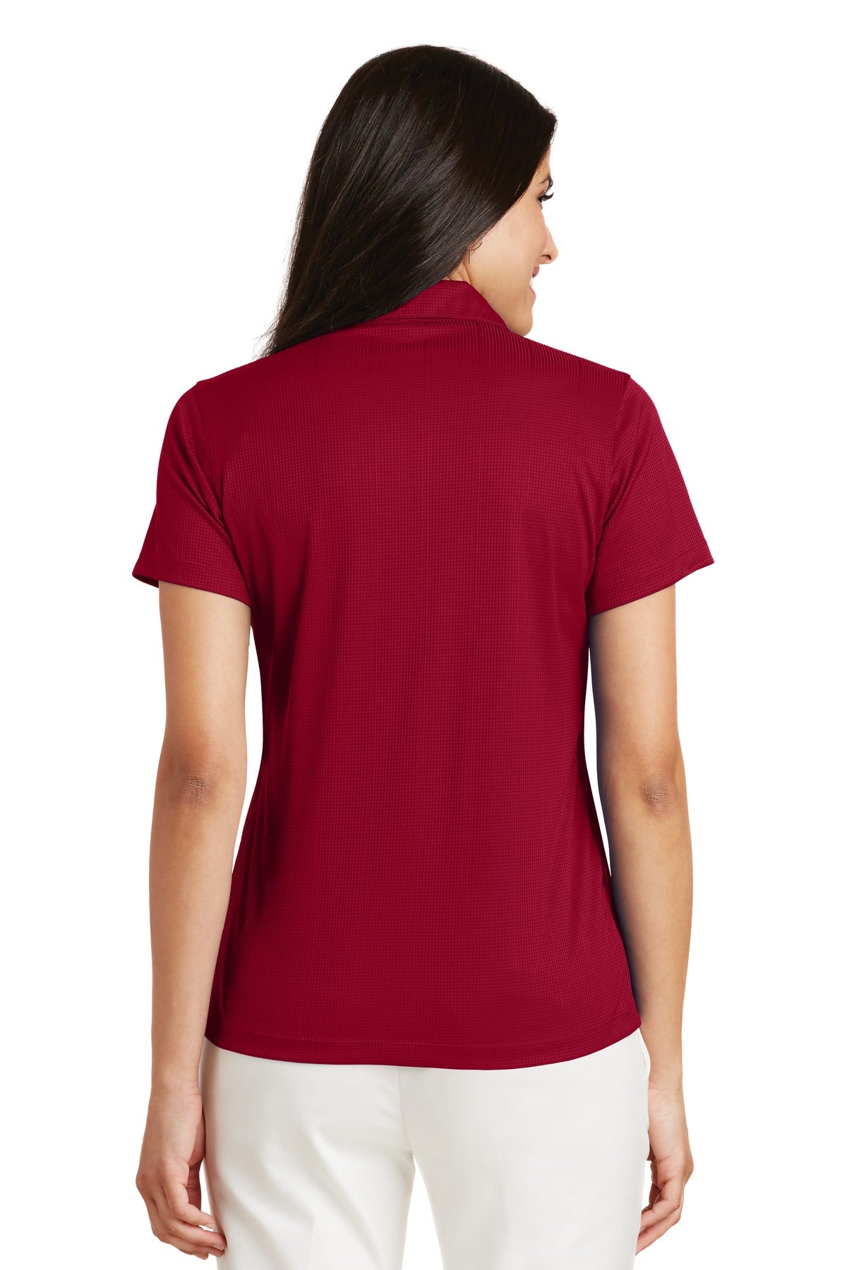 Rich Red Port Authority Women's Performance Fine Jacquard Polo. L528