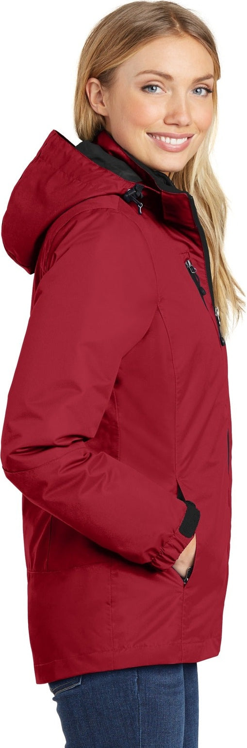 Rich Red/Black Port Authority Women's Vortex Waterproof 3-in-1 Jacket. L332